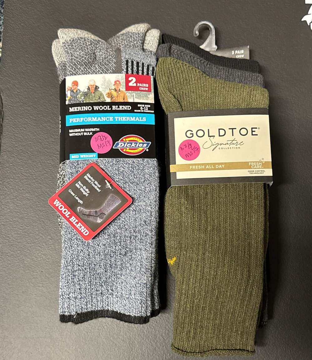 MS17 Men’s Crew Socks Bundle, Dickies Merino Wool + GoldToe, 5 Pairs, New